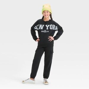 Kids Casual Black Joggers by New York Brooklyn